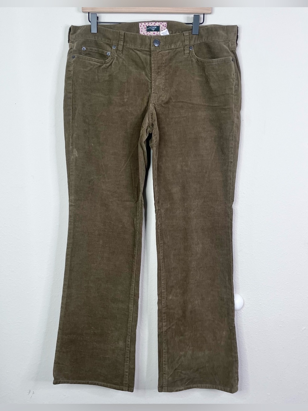 J.Crew Factory Women's Hipslung Green Corduroy Bootcut Pants Sz Large 90s Y2K